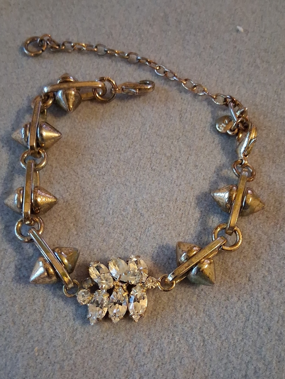 CAbi goldtone Punk-inspired Spike Bracelet with Crystal Cluster